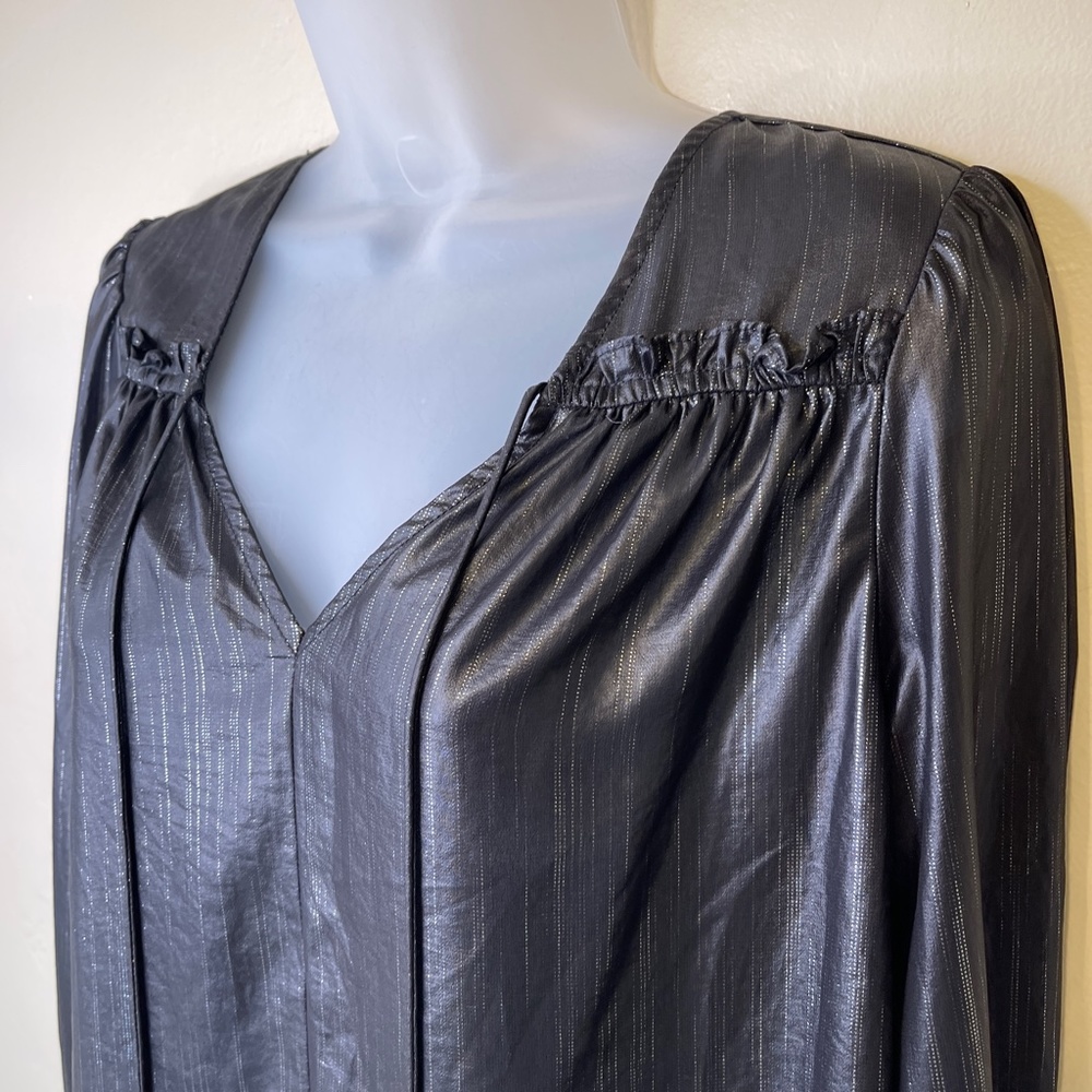 Current Air | Anthro Bristol Metallic Finish Statement Sleeve Blouse - Picture 8 of 16